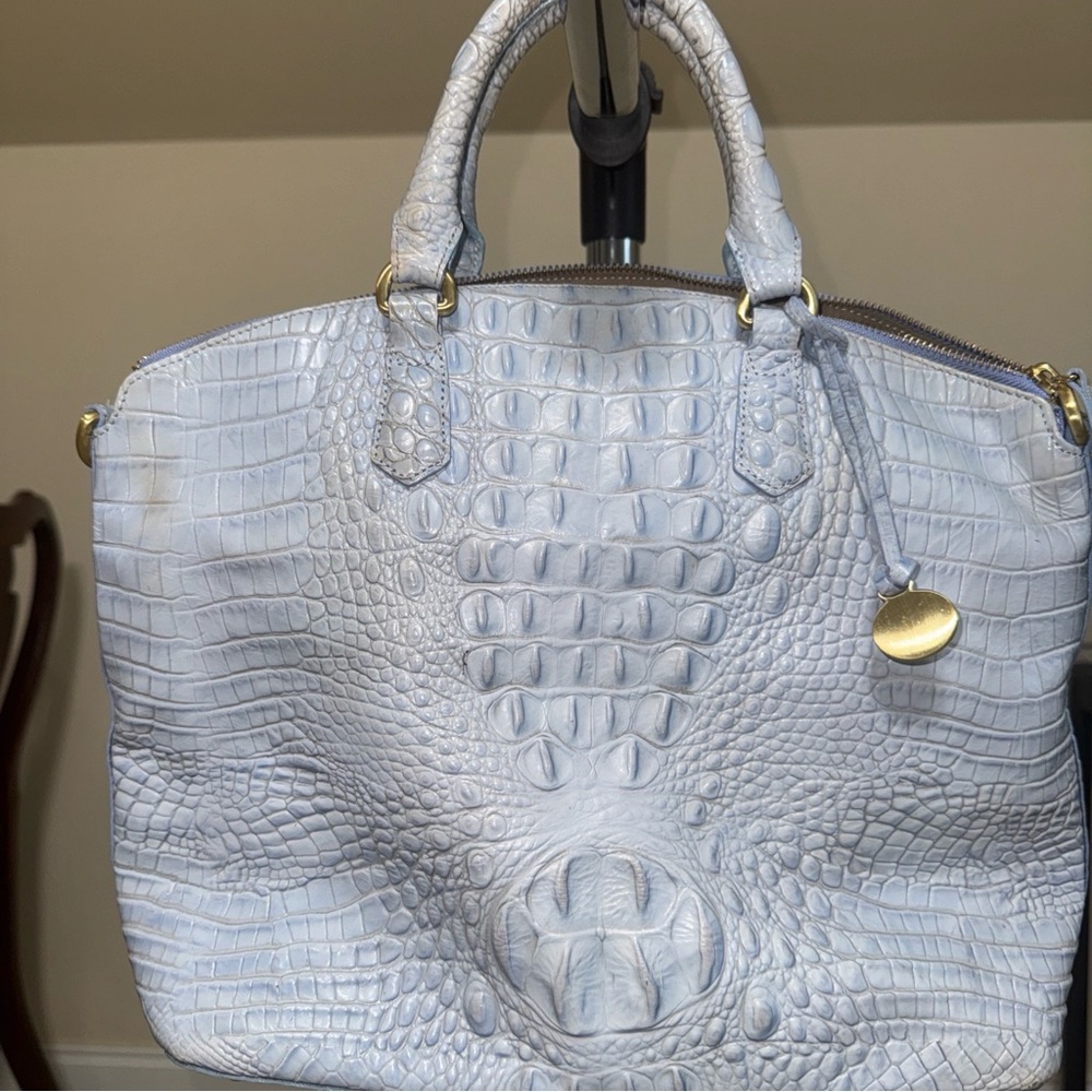 Brahmin Light Blue Crocodile-Embossed Satchel